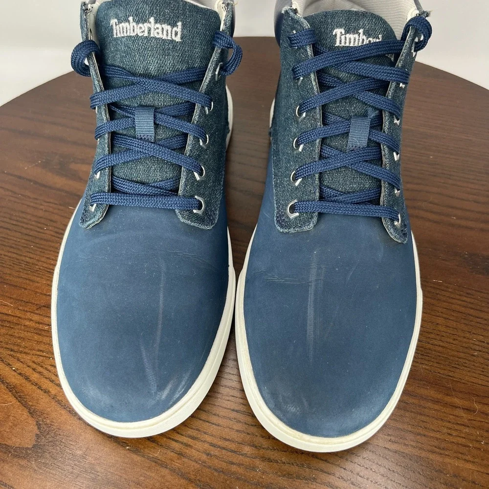 Timberland Groveton Chukka Boot Men 8.5 Navy Nubuck Leather Sneaker Combat A16DD